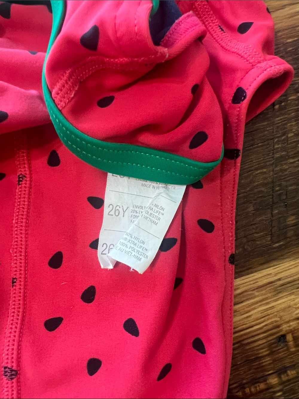 Kids One-Piece Swimsuit - Red Watermelon, Sharks, and Giraffe Prints - Picture 2 of 7
